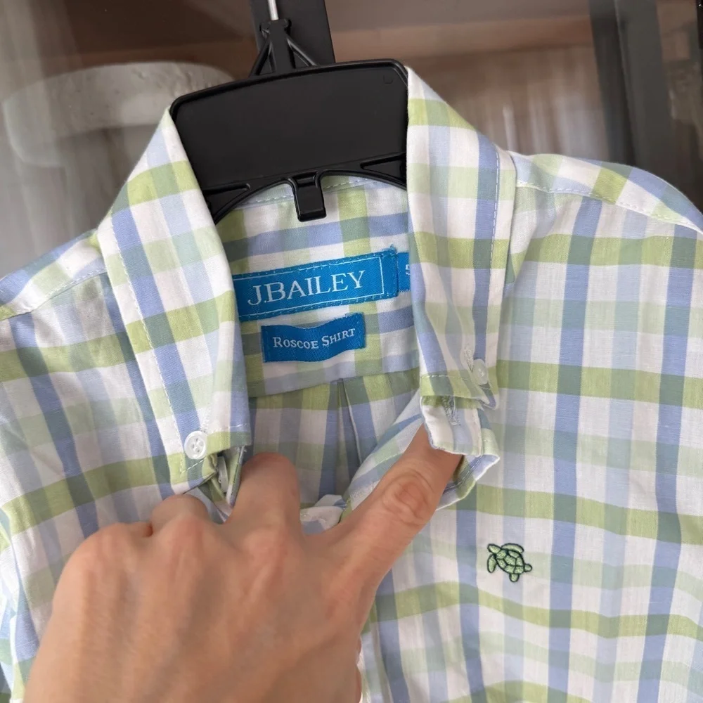 J. Bailey Roscoe button down shirt toddler boys gingham long sleeve embroidered